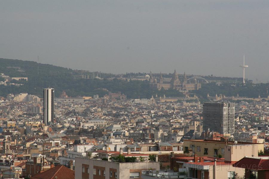 IMG_6174.JPG - Looking back toward Monjuic, with MNAC and TV Tower, Near Olympic Stadium