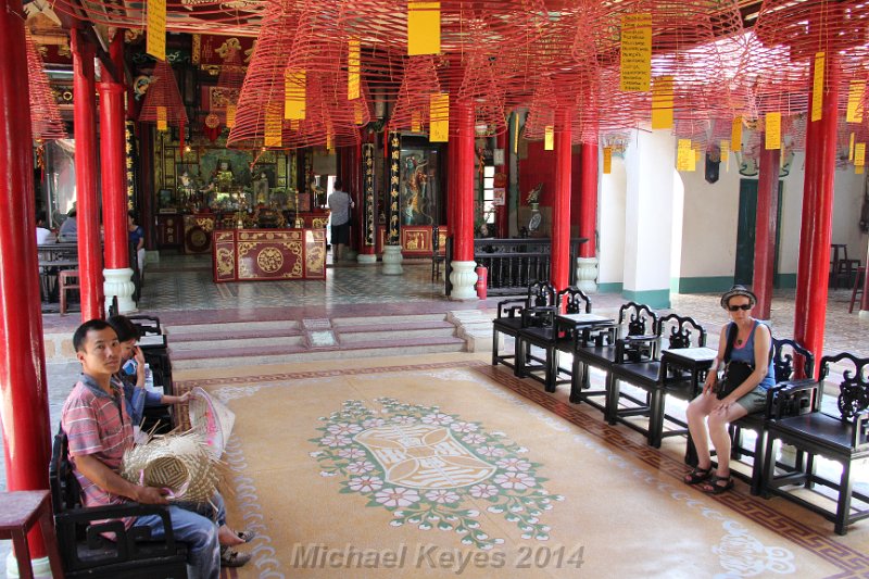 IMG_9969.JPG - Fukien (assembly Hall)Incense spirals, with intentions written on yellow papers hang till incense burns. 