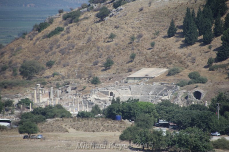 IMG_5285.JPG - The port of Ephesus has silted up over the years and Ephesus is now about 6 miles inland from the coast. The area around Ephesus and harbor turned into a swamp. Mosquitoes increased more and more. A series of malaria epidemics decimated the population and the Ephesians abandoned the city almost in one hundred years. Earthquakes destroyed come part of Ephesus but the unhealthful conditions actually preserved the structures since nobody even wanted to come in and haul off the stones to build other cities.