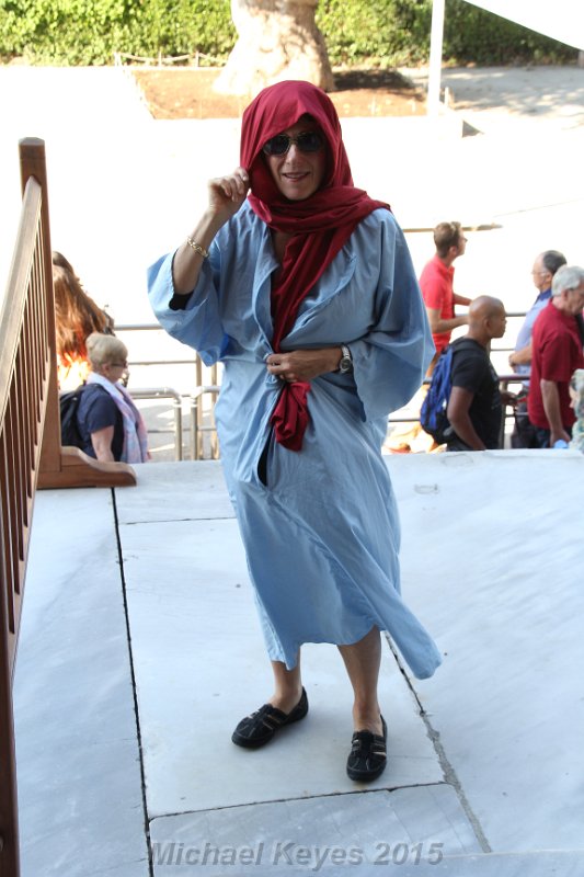 IMG_4202.JPG - Getting prepped for the Blue Mosque, have to Cover the legs, head and remove your shoes. 