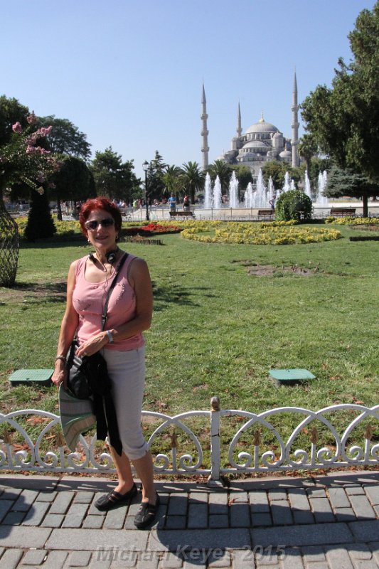 IMG_4261.JPG - Lee, and looking back at the Blue Mosque, Such a short distance to Hagia Sophia