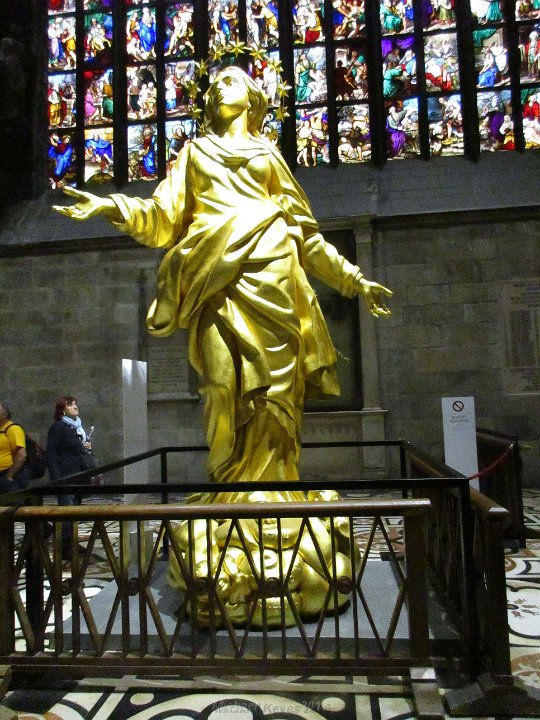 IMG_0370.JPG - This is a copy of the Madonna statue atop the highest spire of the Duomo.   This is a 1:1 copy of the 4.6 meter work which was placed in 1740 atop the cathedral. 