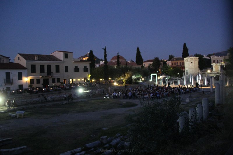 IMG_6867.JPG - Site of the Roman Agora  is setup for a Concert this evening.   This is just below the acropolis. 